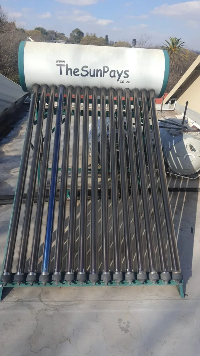 150 litre evacuated tube solar geyser conversion installed on a residential roof