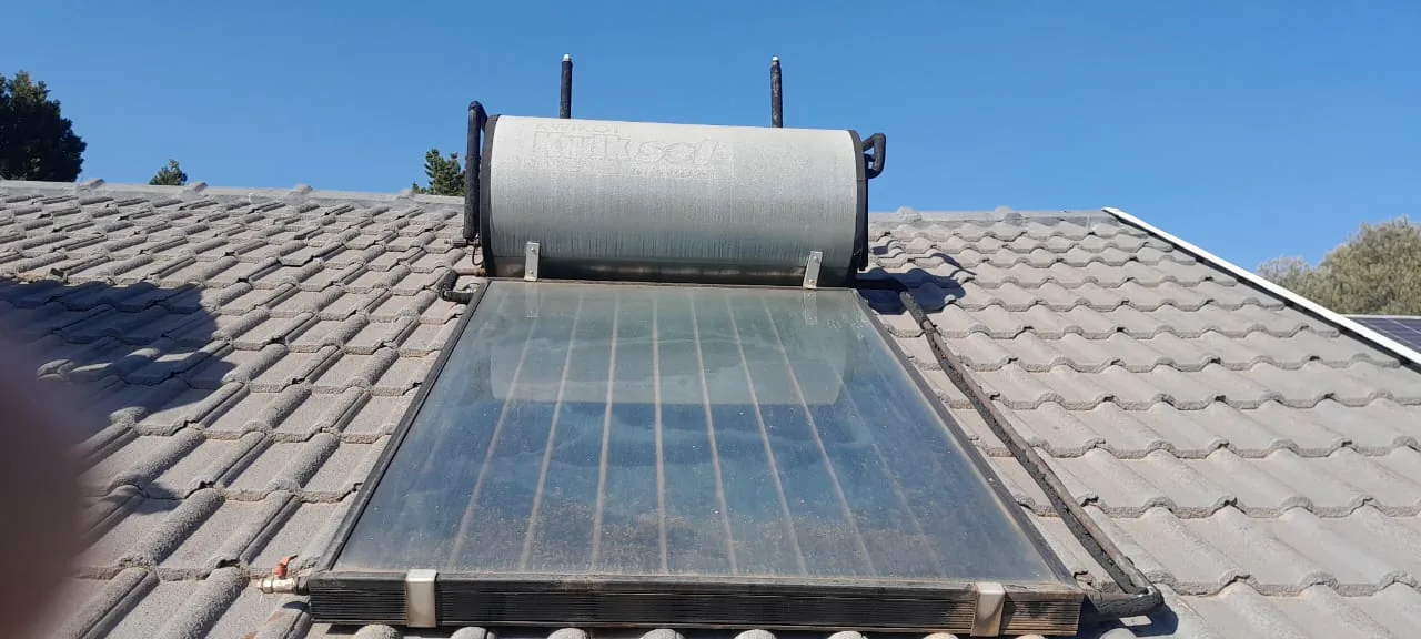 150 litre solar geyser system installed on a pitched residential roof