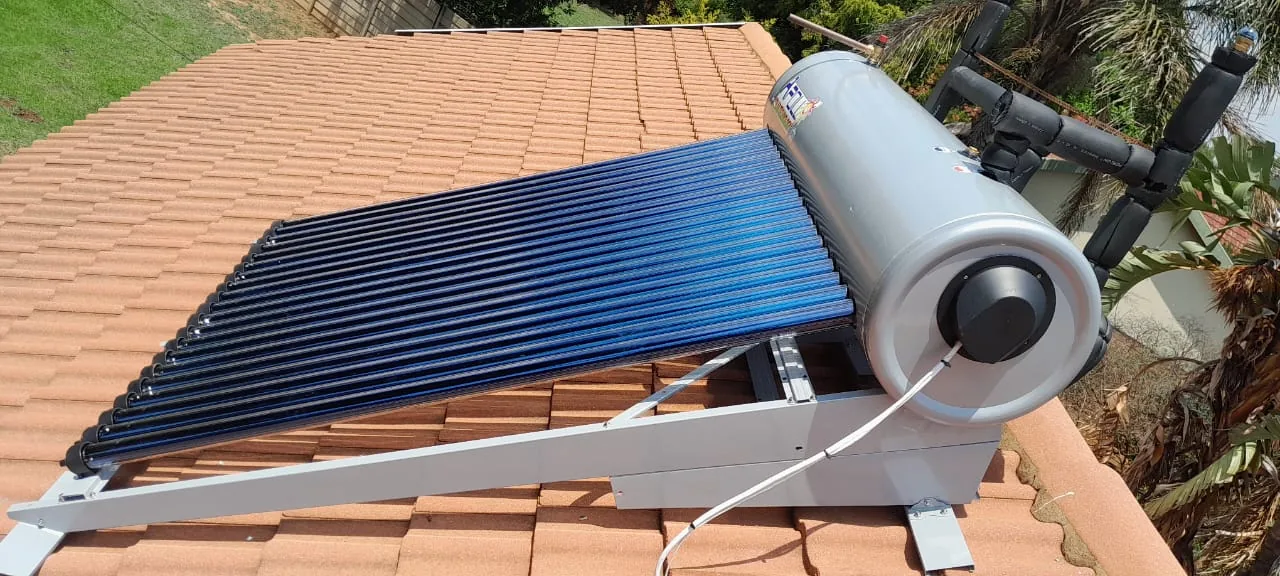 200 litre solar geyser installed on a residential tiled roof